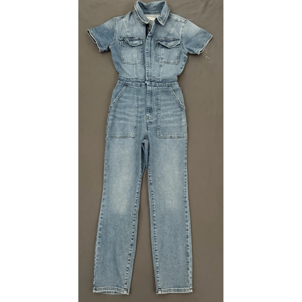 Good American Jumpsuit Womens Size 1 Blue Denim Fit For Success Stretch NWOT!
